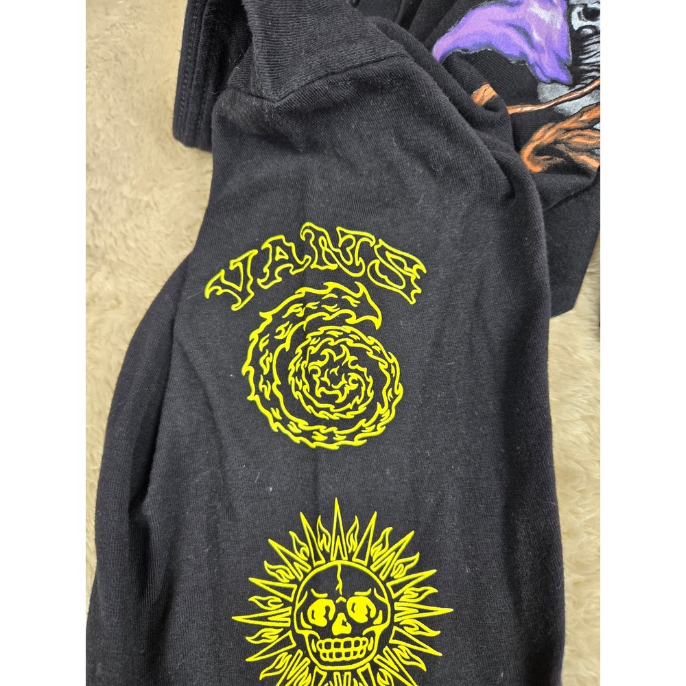 Vans Classic Fit Long Sleeve T Shirt Mens Small Graphic Wizard Moon Print Black - Picture 9 of 12